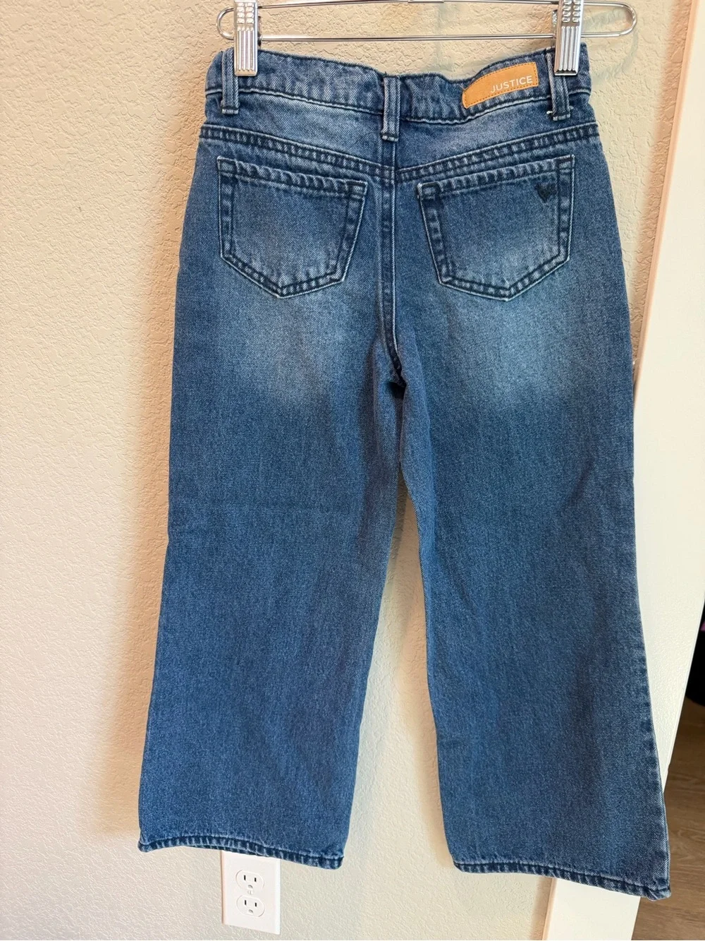 Justice Blue Wide-Leg Jeans with Sparkle Accent